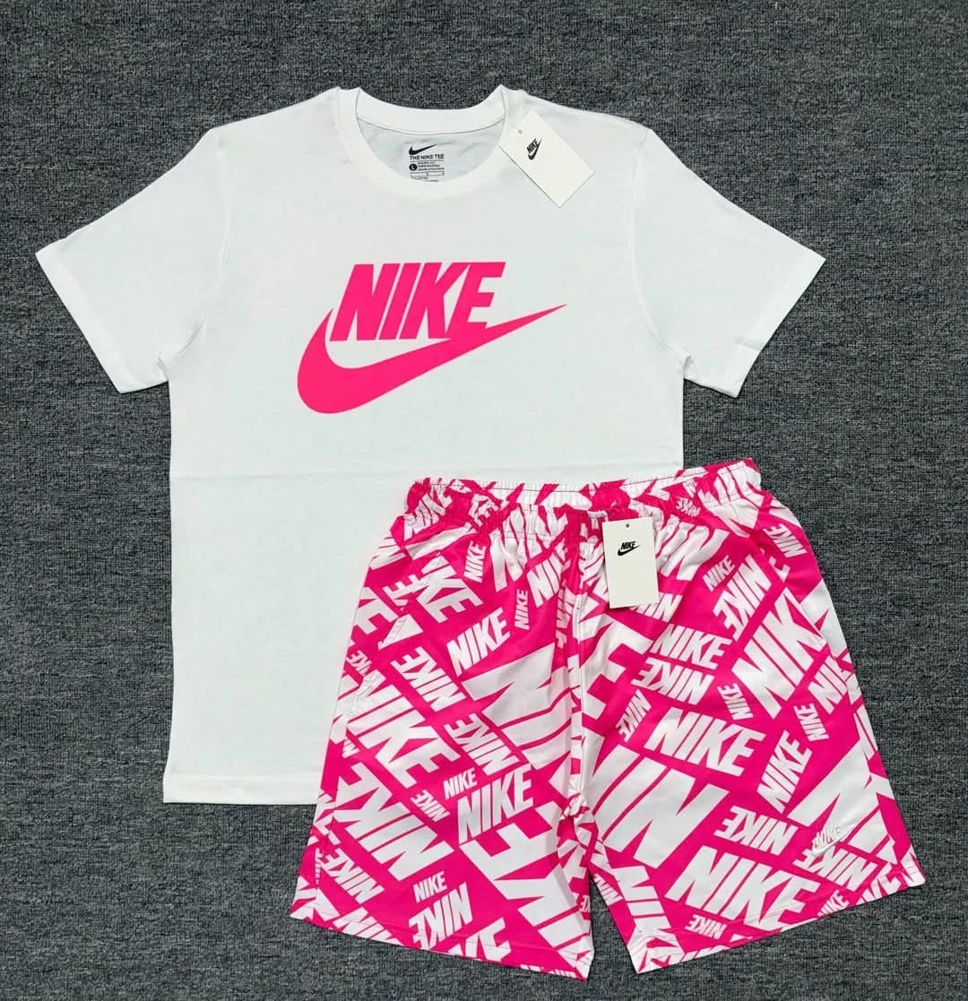 Set corto uomo Nike cotone e nylon rosa e bianco (Xl)