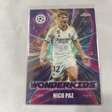 Nico Paz Real Madrid RC 2023-24 TOPPS CHROME UEFA Rookie Card  # 112/199. rookie card picture