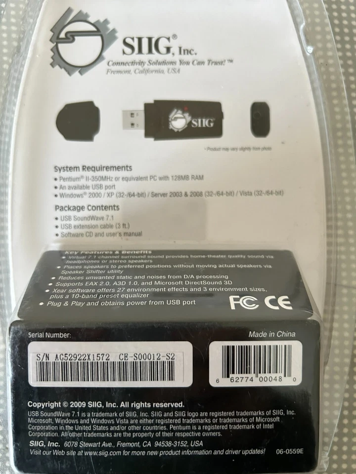 Adaptador USB SoundWave SIIG Virtual 7.1 Canales Sonido Envolvente Laptop Foto 2 de 2