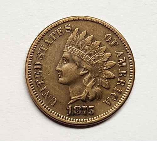 1875 Indian Head Cent – XF Cleaned