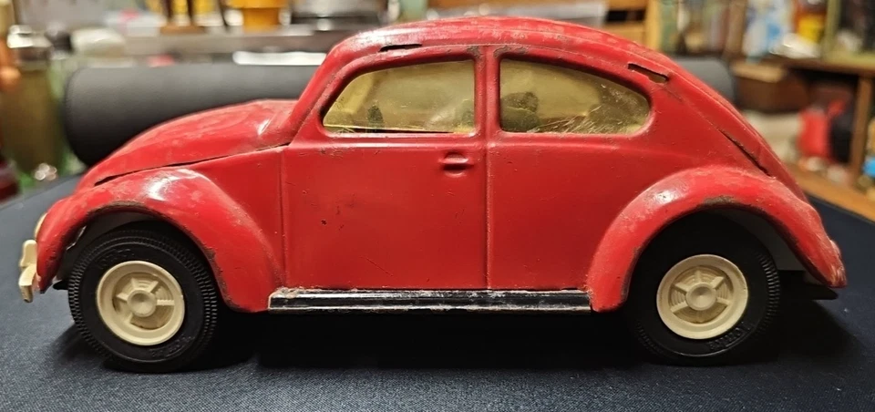 Volkswagen VW Bug Beetle #52680 rojo acero prensado Tonka años 70 Foto 4 de 4