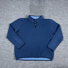 Marine Layer Pullover Mens Extra Large Blue Diamond Quilted Snap Henley