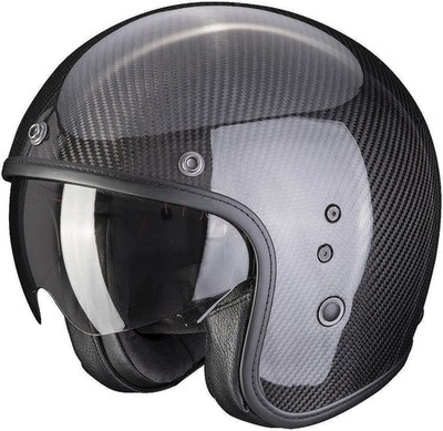 Scorpion Motorrad Helm Jethelm BELFAST Evo Carbon Glanz Schwarz Größe M