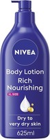 NIVEA Rich Nourishing Body Lotion 625ml  Rich 72H Hydration NIVEA Moisturiser UK