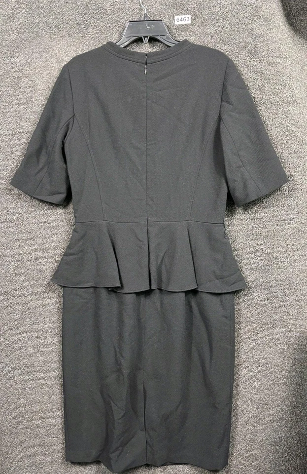 Lafayette 148 New York Dress Womens 10 Black Wool Peplum Sheath Career No BELT - Image 2 of 4