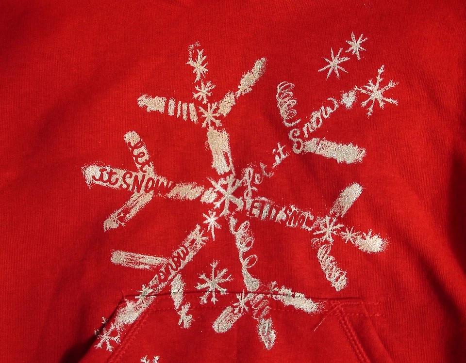 Sudadera con Capucha Hanes Niñas Let It Nieve Brillo Copo de Nieve Pullover Sudadera con Capucha XS Foto 2 de 2