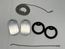 Genuine Military Issue Matte Finish Dog Tag Set Stainless Steel With Ball Chains