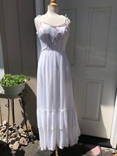 SALE SALE VTG 70s Candi Jones / Calif Cottagecore White Boho Maxi Dress Bust 32"