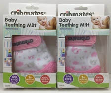 Cribmates Baby Teething Mitt, Soft Silicone, BPA Free, Pink, Two Mitts Total