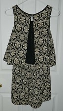 MILLIBON women's junior's Black Ivory Summer Short Open Back ROMPER M L