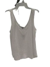 NWT Splendid Women's Whisper Scoop Neck Tank Top Shirt White Lead Ink Olive $40