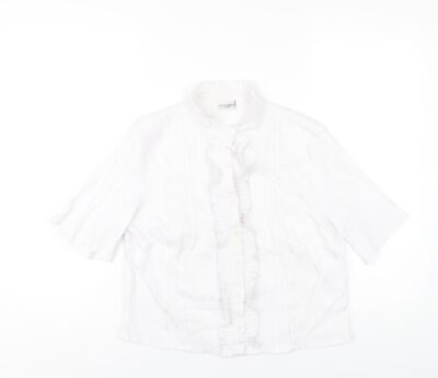 Miladys Damen weiß Polyester Basic Knopfleiste Größe 12 Stehkragen