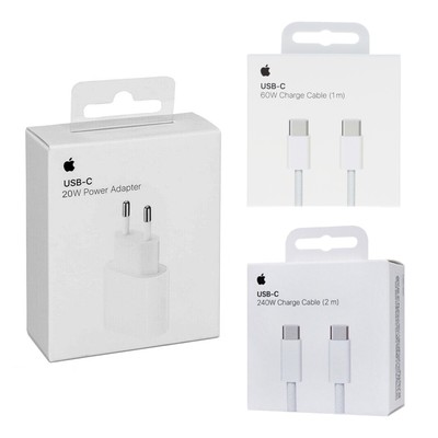 Original Power Adapter iPhone 16 15 Pro Max Plus USB-C Ladegerät 20W USB-C 1m 2m