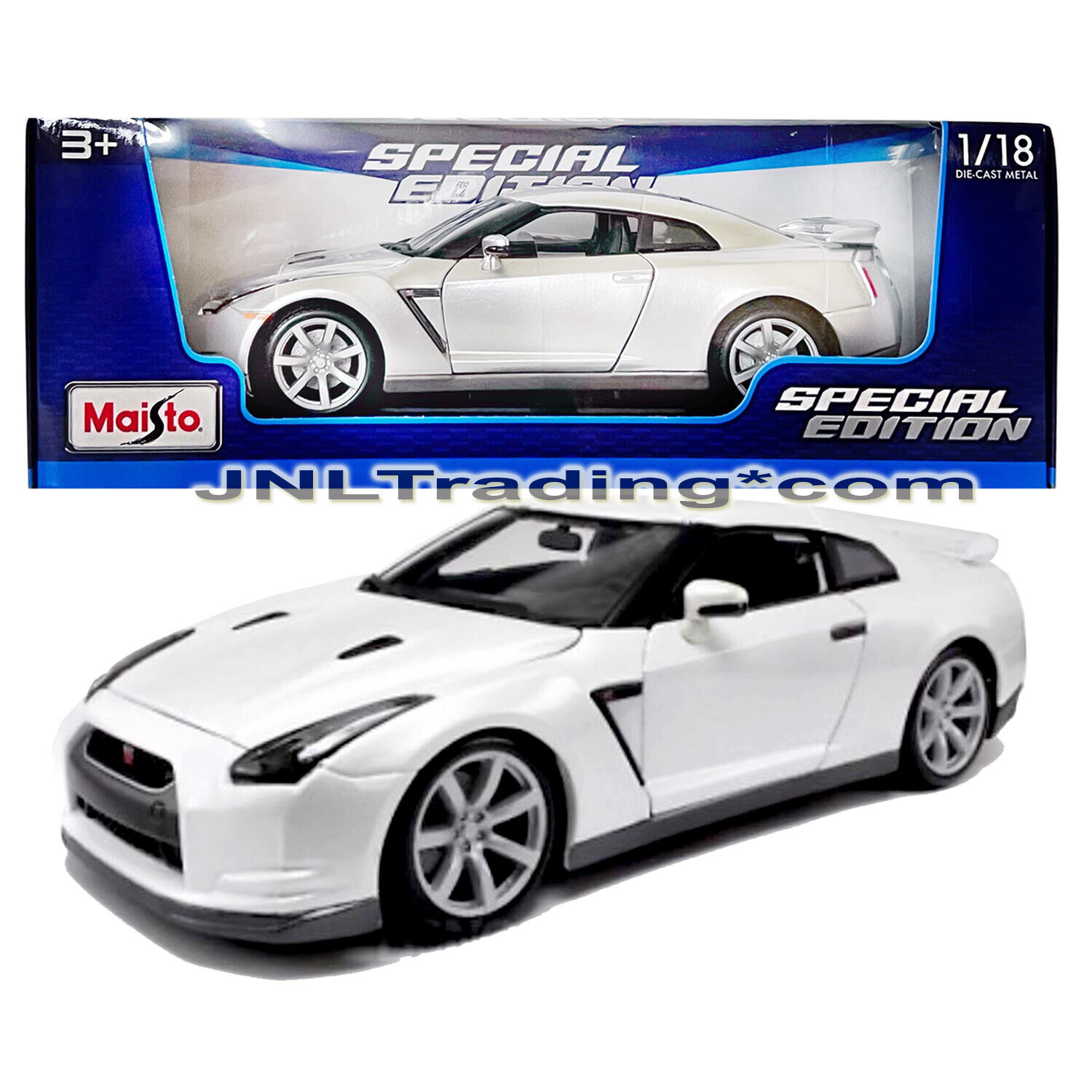 1+18+Scale+Maisto+2009+Nissan+Gt-r+Diecast+White for sale online