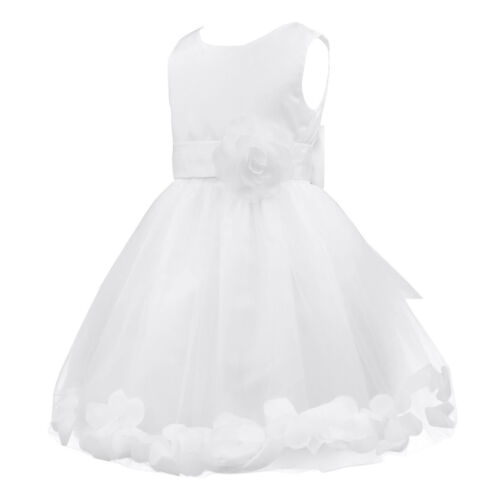 Petals Flower Girls Wedding Dress Birthday Party Bridesmaid Maxi Gown Princess - Picture 12 of 81