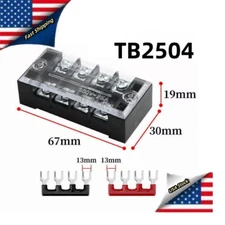 TB2504 Dual Row 4 Positions Screw Terminal Electric Barrier Strip Block 600V 25A
