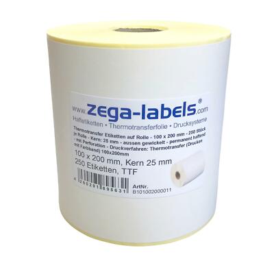 Thermotransfer Etiketten Rolle 100 x 200 mm 250 Stück Kern25 mm DHL Zebra GK420T