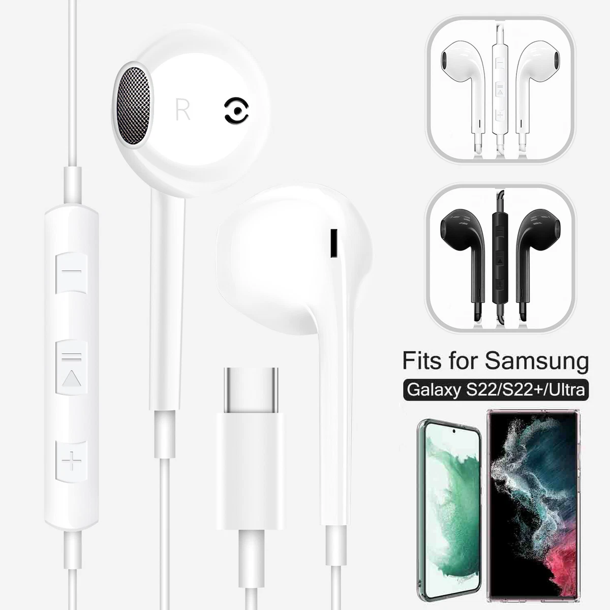 Earphone Headphone Earbuds USB C Type C For Samsung Galaxy S22 Ultra S22 S21 FE
