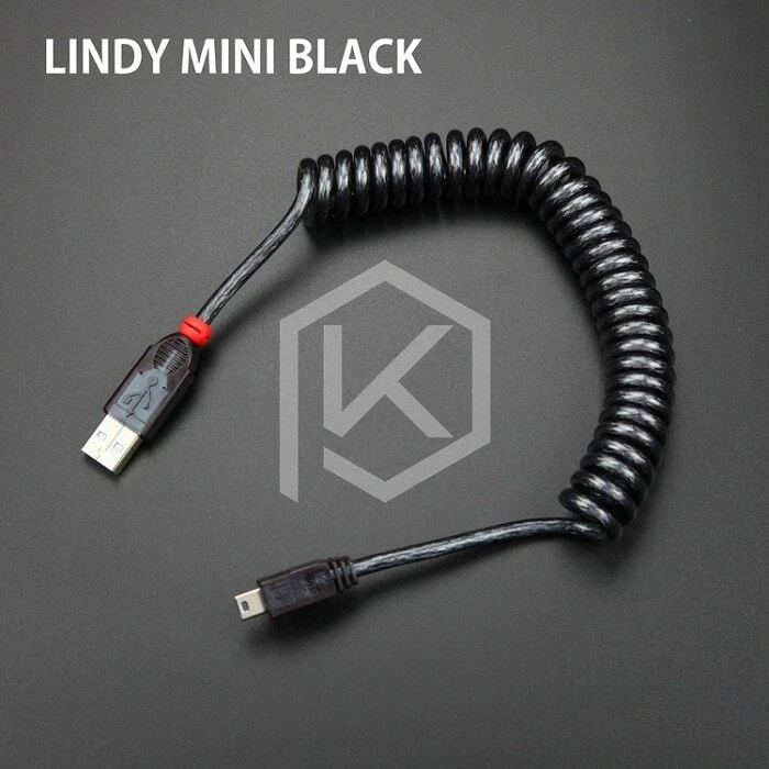 Coiled Mechanical Keyboard Cable with Mini USB for Poker 2 and Micro PCs