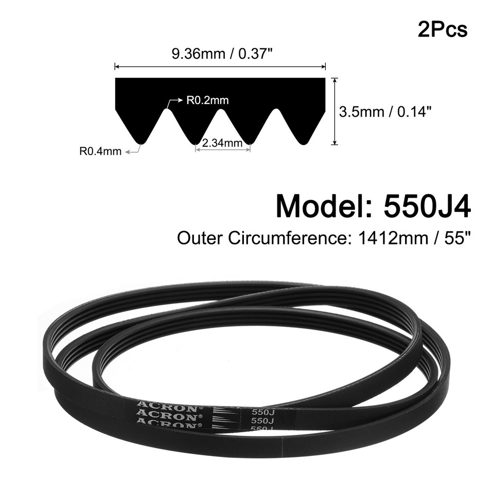 4 Stück Keilriemen 4 Rippen Ersatzriemen PJ559/220J 559mm