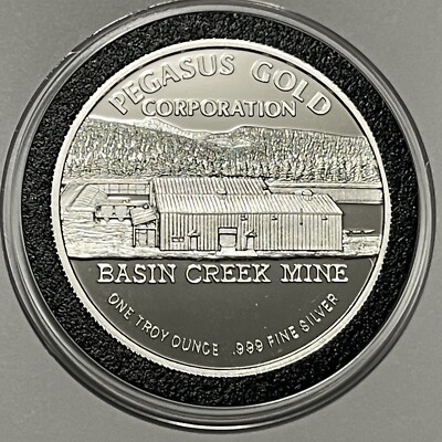 1990 Pegasus Basin Creek Mine Rare Proof Coin 1 Troy Oz .999 Fine
