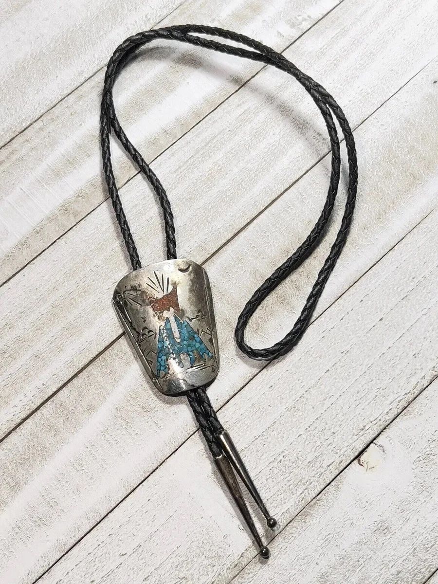 Vintage Signed Willie Nezzie Sterling Silver 925 Turquoise Coral
