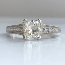 2 Ct White Cushion CZ CZ Vintage Halo Engagement Wedding Ring In 925 Silver