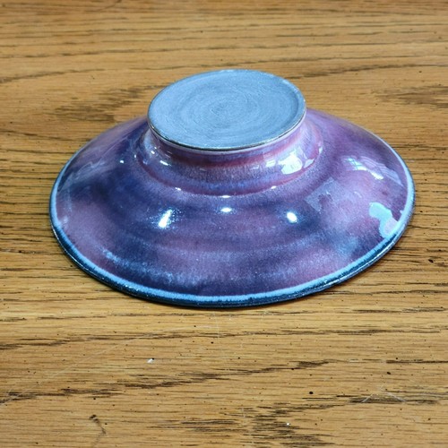 John And Carole Bandurchin Art Pottery Candleholder Blue Purple Swirl Canada - Picture 7 of 12