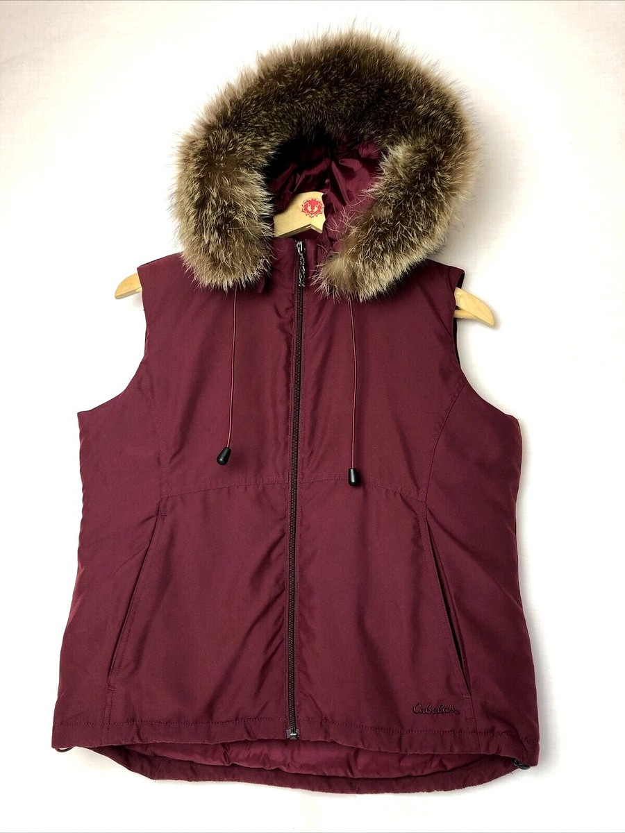 Cabela's Goose Down Vest w/ Fur Trimmed Hood Women's sz Small