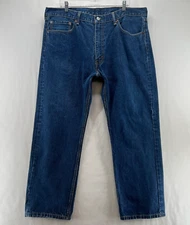 LEVI'S Jeans Mens 40x30 505 Regular Fit Straight Leg Dark Washed Denim Blue