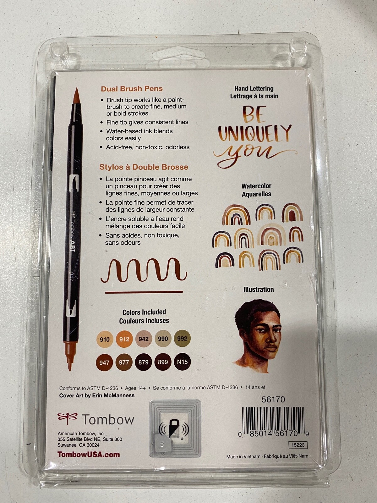 Tombow 56170 Dual Brush Pen Art Markers Portrait 10-Pack. Blendable Brush