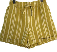 Uniqlo Shorts Linen Cotton Mustard Yellow Str...
