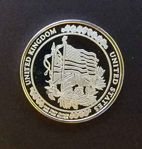 George Bush Tony Blair Courage US UK Flag ab-999 Silver 1 Oz Ounce Art Bar Round
