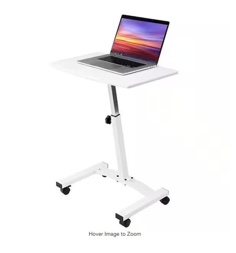 Seville Classics 23.75 in. Solid-Top White Mobile Laptop Desk with Adjustable He - Picture 6 of 6