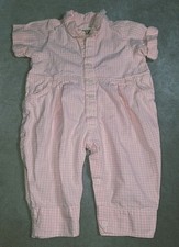 Vintage The Childrens Place Size 3-6 Months Pink White Gingham Pattern Romper