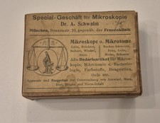 Antike Schachtel, M&uuml;nchen Dr. Schwalm,  Objekttr&auml;ger, Medizin, Mikroskopie