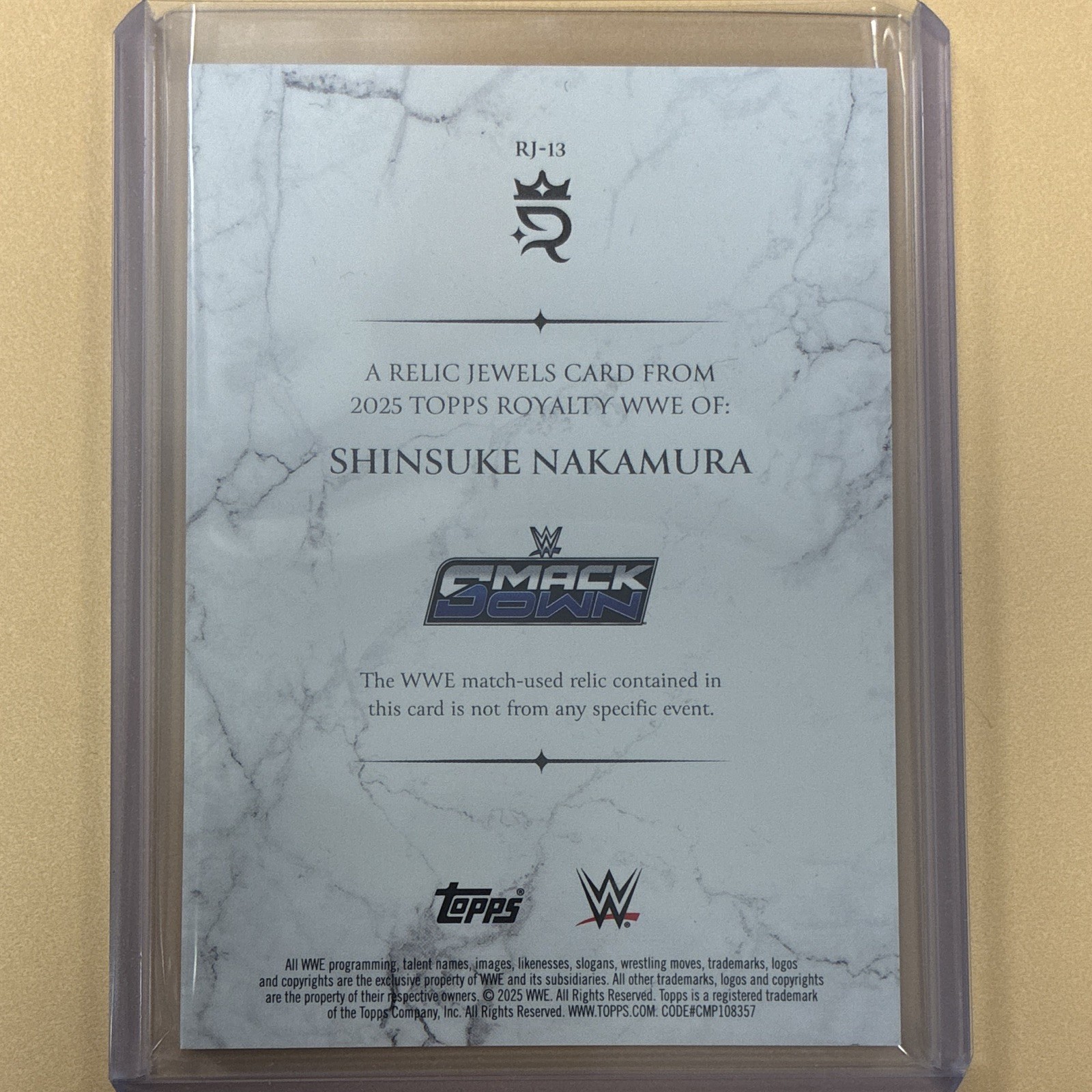 2025 Topps Royalty WWE Shinsuke Nakamura Relic Jewels Purple #/50 view 2