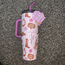 Cowgirl WESTERN STAINLESS STEEL 40oz. TUMBLER STRAW COVER CAP 12 Hours Cold