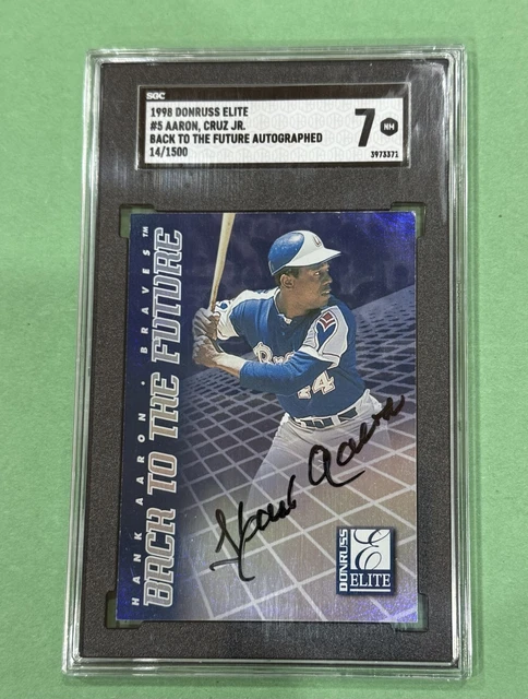1998 Donruss Elite Zurück in die Zukunft Hank Aaron Jose Cruz Jr AUTO 14/1500 SGC 7