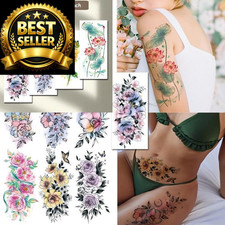 CHARLENT Watercolor Flower Temporary Tattoos for Large, Watercolor-inspired