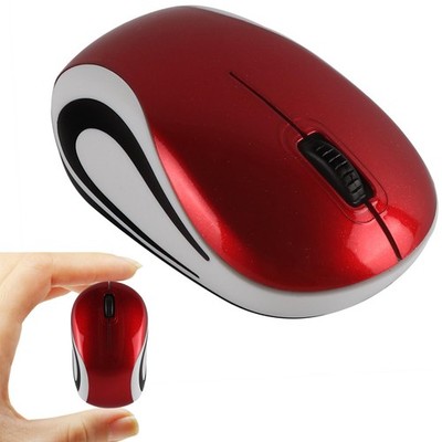 Wireless Mini Mouse Ultra Portable 1000DPI Cordless 2.4 GHz USB Red PC