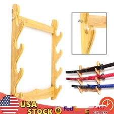 4 Wall Mount Wooden Gun Rack Natural Wood Finish Gun Storage Shelf Holder