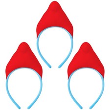 3 Pcs Red Gnome Elf Headband Cap Cute Gnome Hat for Halloween Christmas Blue ...