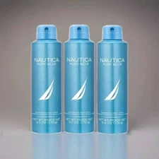 (3 BOTTLES) Nautica Pure Blue Body Spray 6oz / 170g – NEW Sealed – FREE SHIP