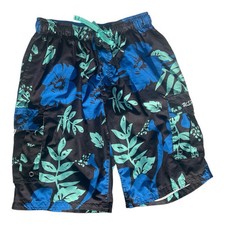 US Polo Assn Swim Trunks Mens Board Shorts Blue Hawaiian Mesh Lined, Size L