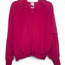 Hot pink oversized full zip fleece hoodie, offline by aerie size small