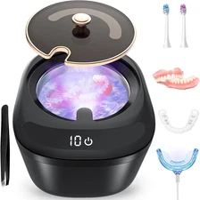 Ultrasonic Retainer Cleaner Machine 45Khz LED Light Cleaner for Dentures Aligne