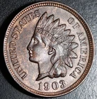 1903 INDIAN HEAD CENT - With LIBERTY & Near 4 DIAMONDS - AU UNC