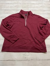 NWOT Eddie Bauer Womens Ruby Red Fleece Stretch Mock Neck 1/4 Zip Sweatshirt Lrg