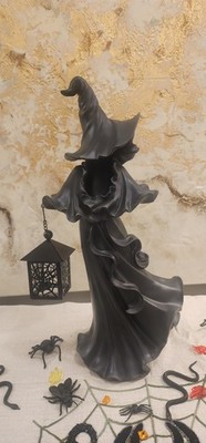 As-is - Authentic Cracker Barrel Black Resin Witch 18  Lantern 2023 - OBO